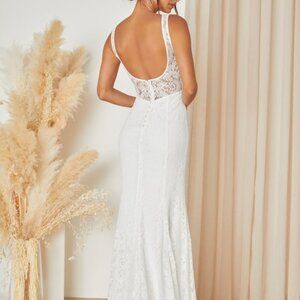Beloved Eternity White Lace Sleeveless Backless Maxi Dress